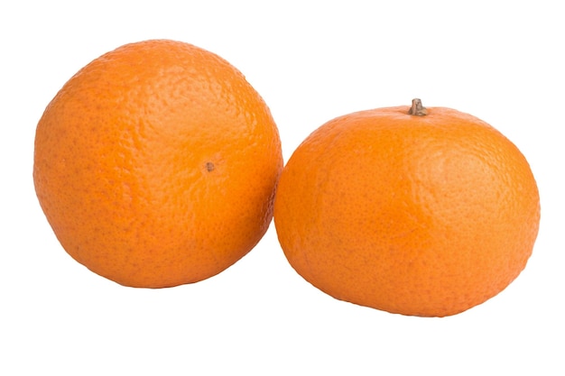 image of two ripe tangerines on a white background