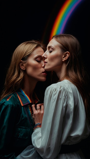 Photo image of two women kissing