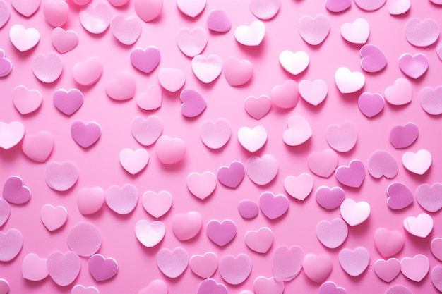 Photo image of valentines day with heart love craft on pink background