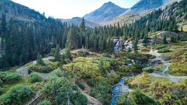 Image of Valley of the Colorado mountains with river and waterfall in distance