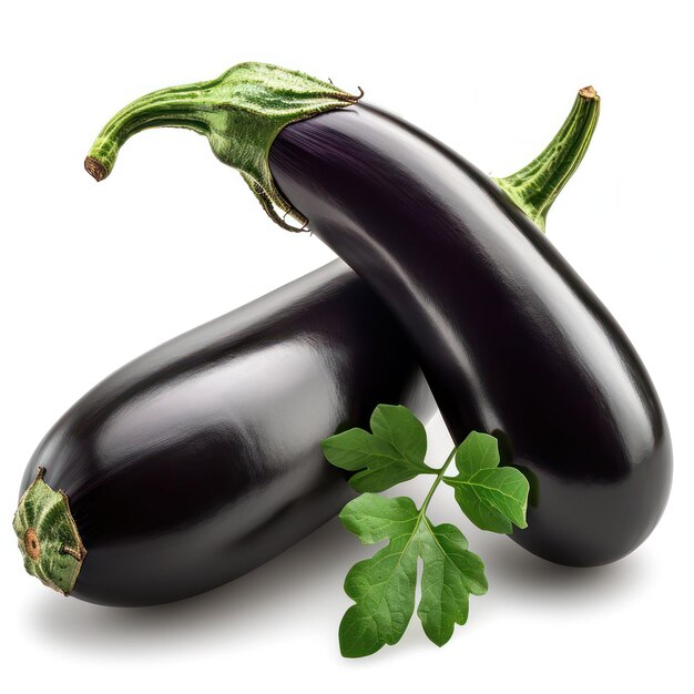 Image vegetable ripe eggplant on white background bright beautiful