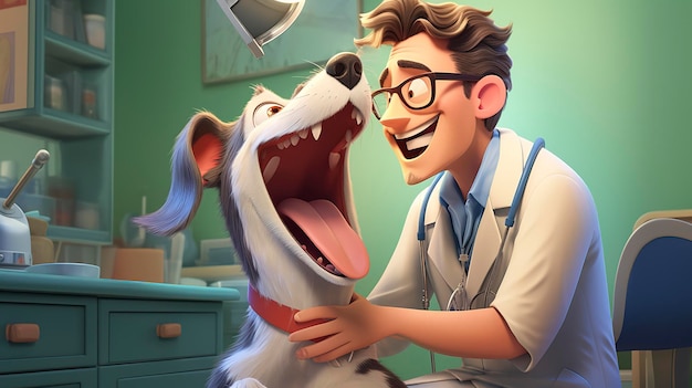 An image of a veterinarian performing a dental exam on a pet