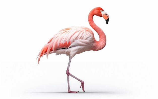 Image of vibrant pink flamingo isolated on white background