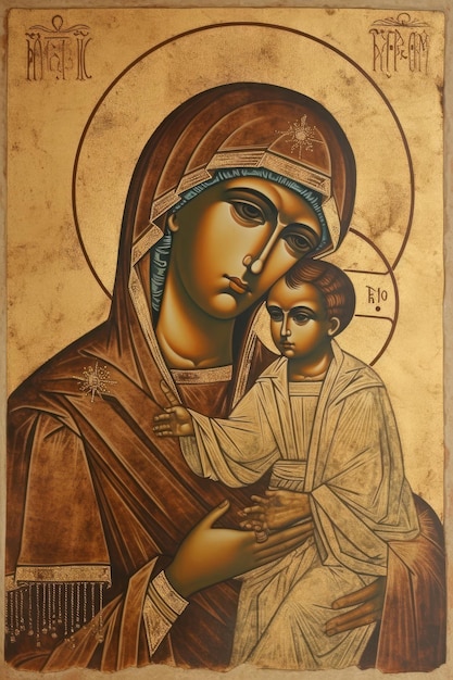 Image of the Virgin Mary with the baby Jesus in her arms