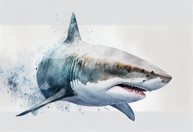 Image of a watercolor drawing of a Shark Generative AI