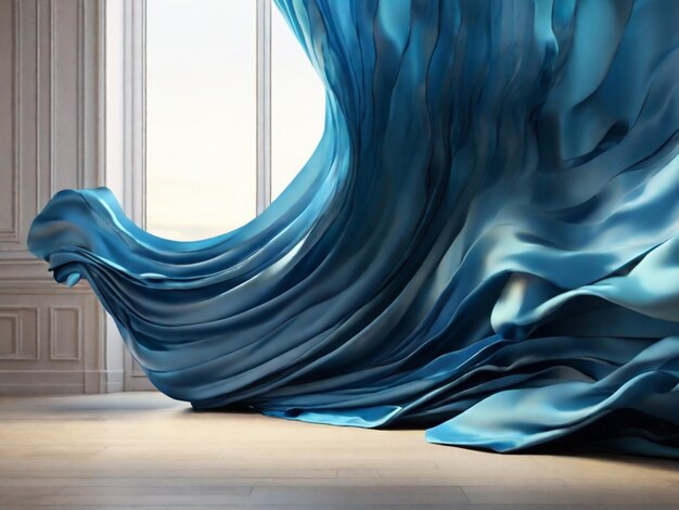 a image of wavy blue fabric waving background