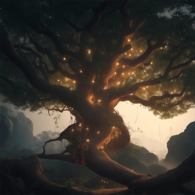 神経が知恵の木の強い幹に変わるイメージ