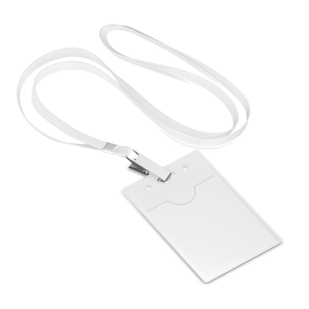 Photo an image of a white badge holder isolated on a white background