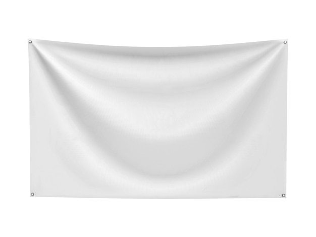 Photo an image of a white banner isolated on a white background