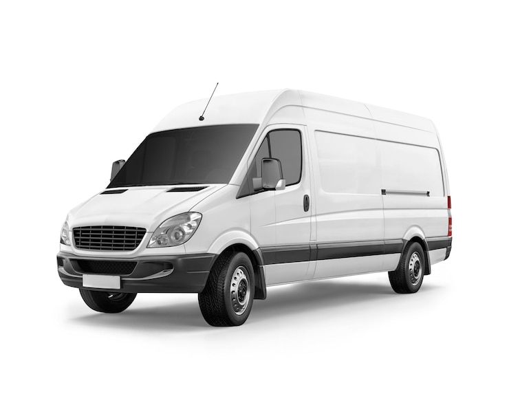 Photo an image of a white cargo van isolated on a white background