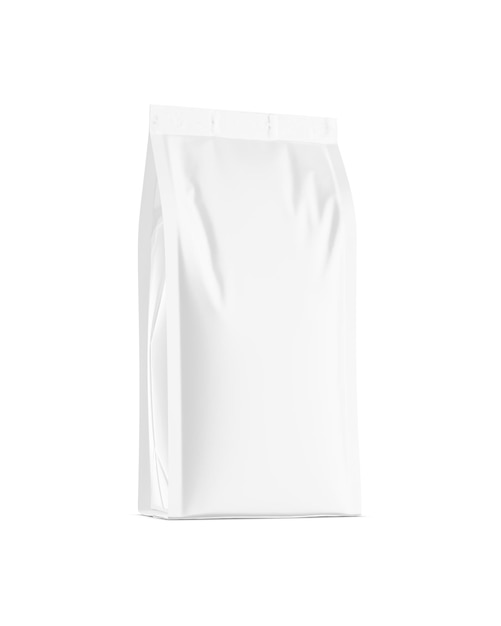 an image of a white coffee bag isolated on a white background