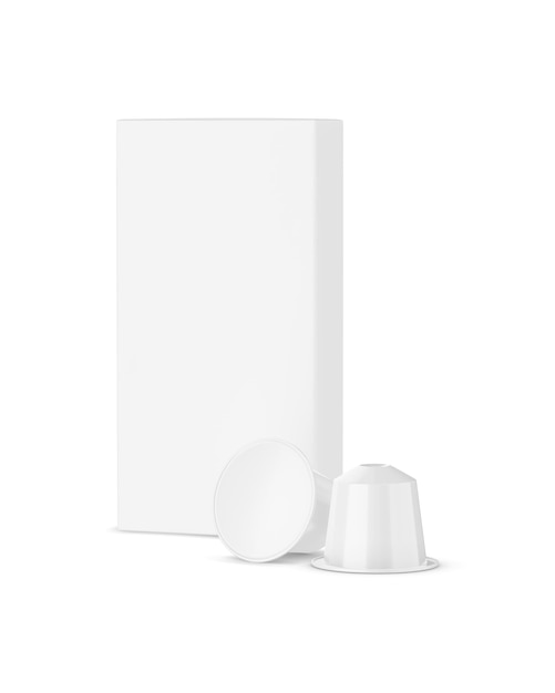 an image of a White Coffee Capsules Paper Box isolated on a white background