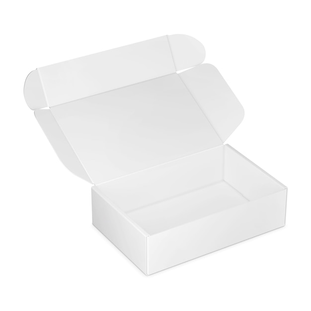 An image of a White Opened Box Mockup isolated on a white background