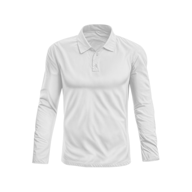 an image of a white polo long sleeve tshirt isolated on a white background