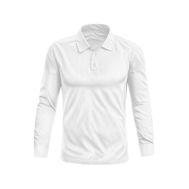 an image of a white polo long sleeve tshirt isolated on a white background