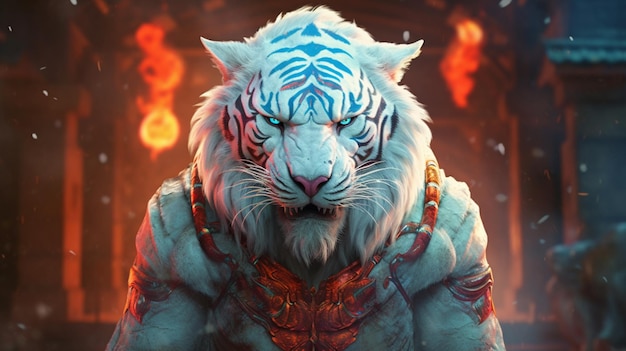 an image of a white tiger wearing AI generative