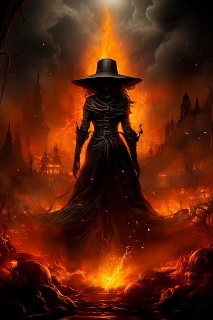 image of a witch with a mystical background