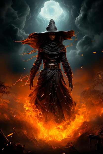 image of a witch with a mystical background