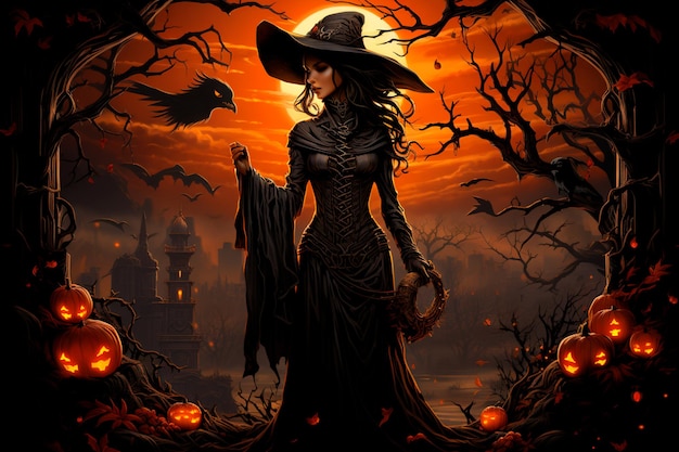 image of a witch with mystical background