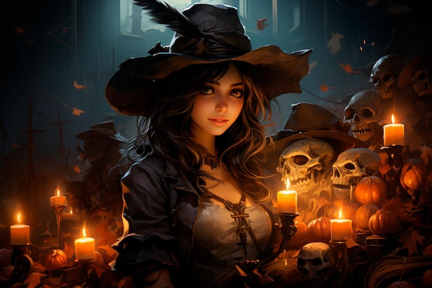 image of a witch with mystical background