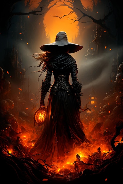 image of a witch with mystical background