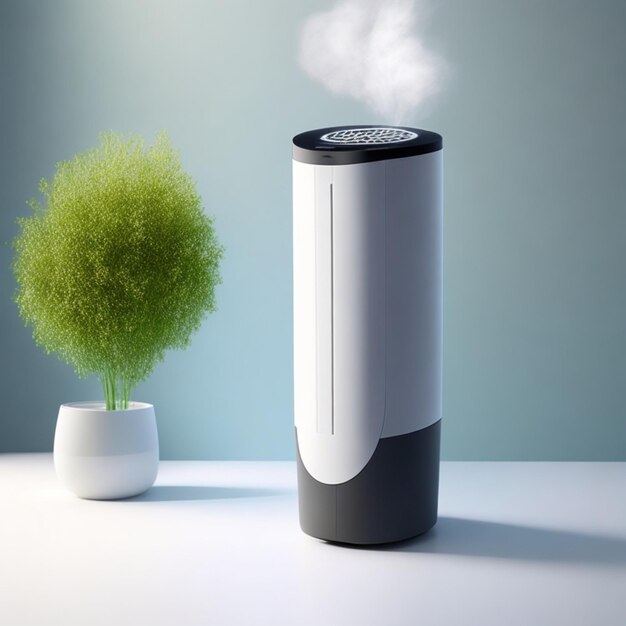 Photo image without a background for a smart air purifier highlighting its sleek design