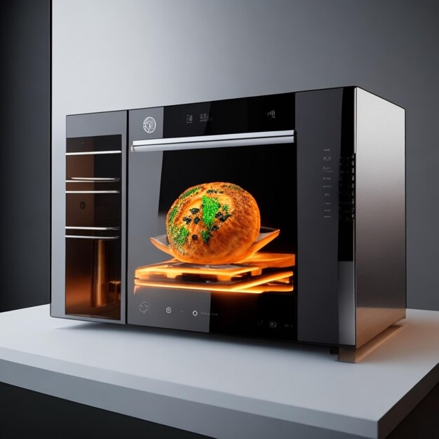 Image Without a Background For a Smart Oven Displaying Its Digital Interface