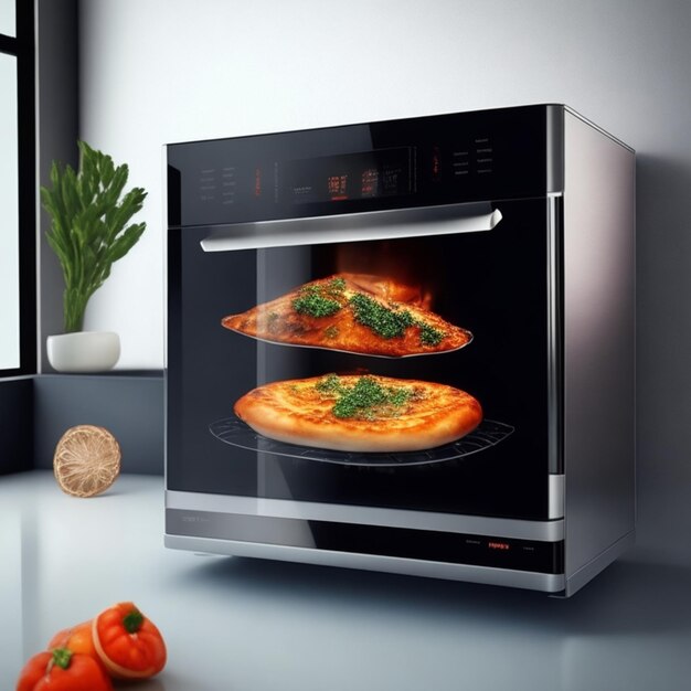 Image Without a Background For a Smart Oven Displaying Its Digital Interface