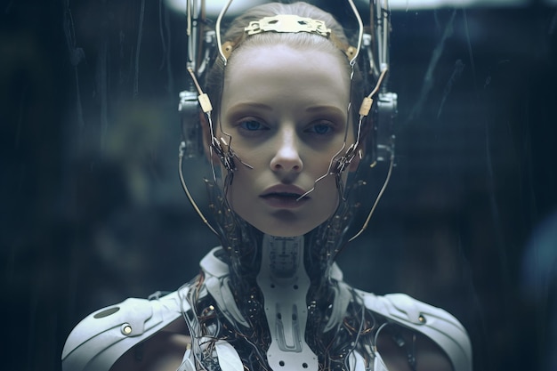 An image of a woman in a futuristic suit