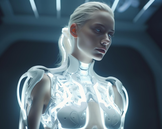 Photo an image of a woman in a futuristic suit