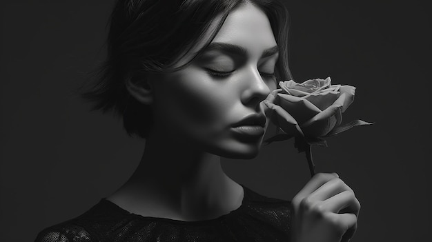 Photo image of woman and roses