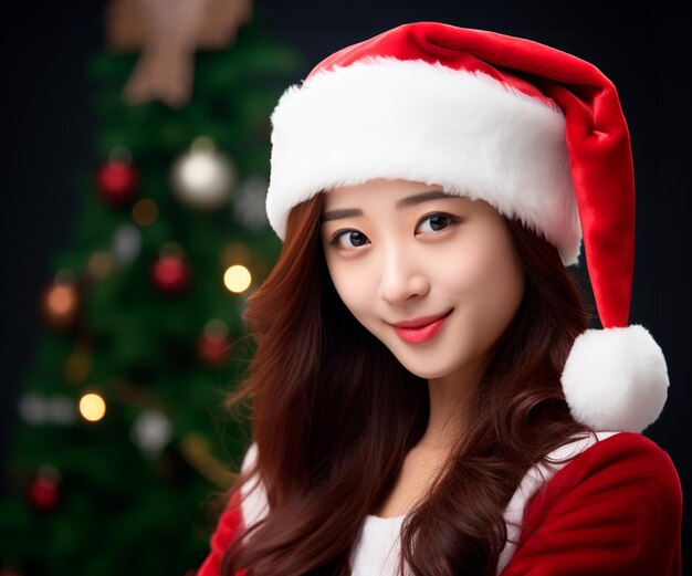 image of a woman wearing a Christmas hat