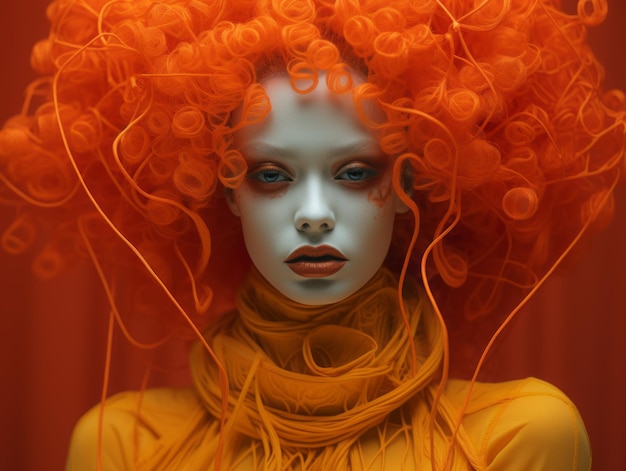 an image of a woman with bright orange hair