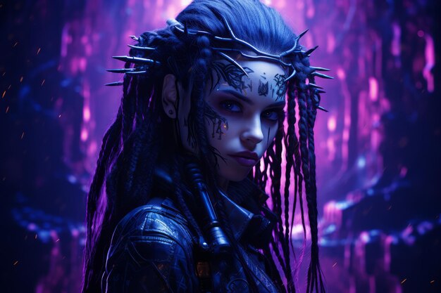 An image of a woman with dreadlocks and spiky hair