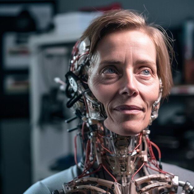 An image of a woman with a robot head