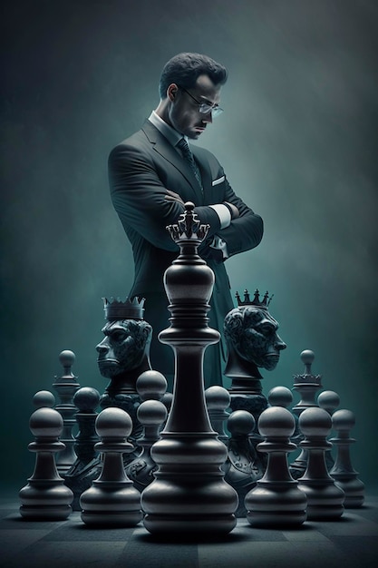 image the world of chess and business generative ai