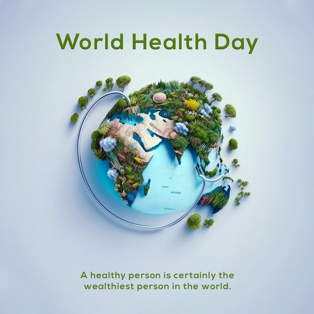 image of world health day with a globe