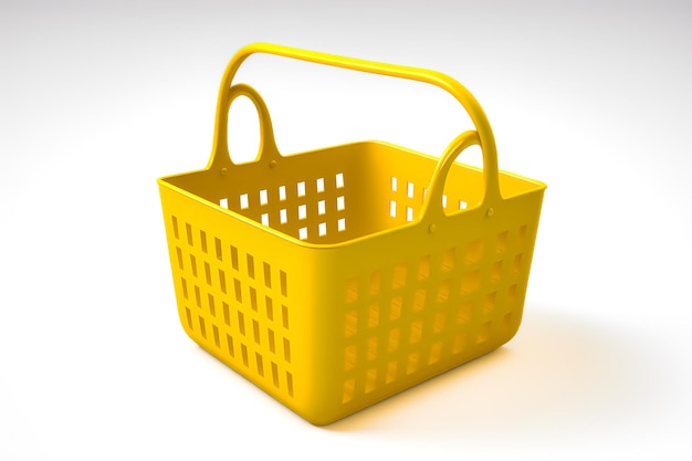 Image of a yellow 3D shopping basket on a white background