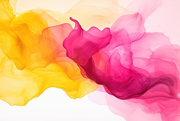 An image of a yellow and pink watercolor on a white background in the style of digitally enhanced