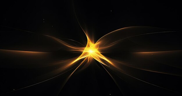 Photo an image of a yellow star with a black background in the style of anamorphic lens flare