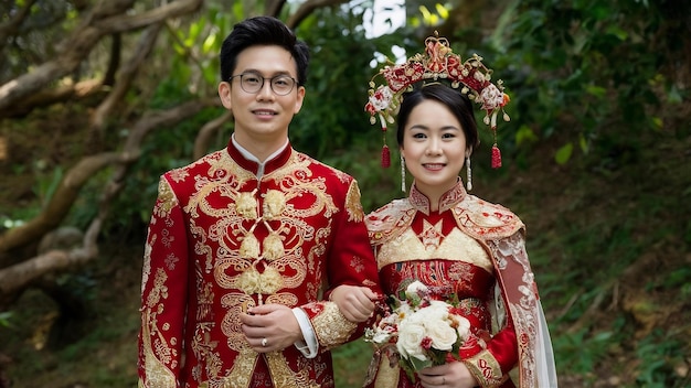 Image of young asian bride and groom
