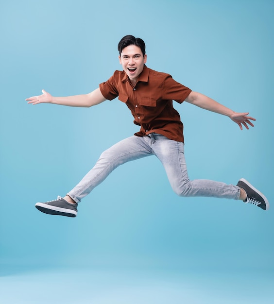 Image of young Asian man on background