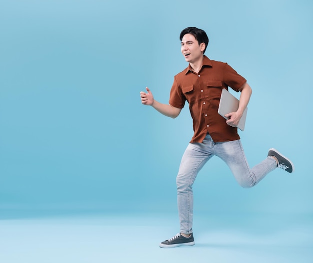 Image of young Asian man on background