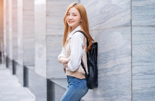 Image of young Asian woman on street