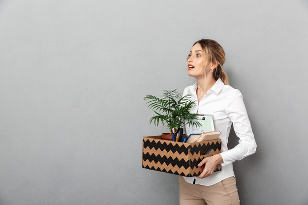 Image of a young happy business woman isolated 