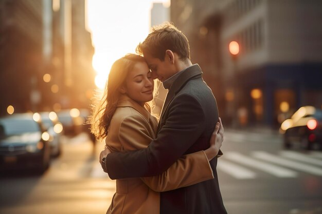 Image of young romantic couple in the city