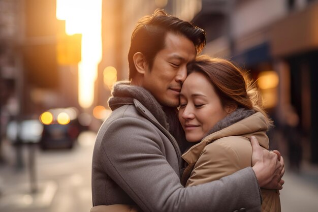 Image of young romantic couple in the city