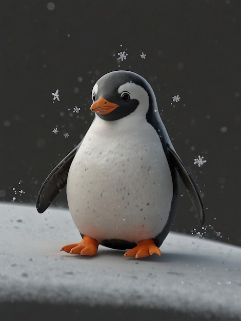 Imagen 3D de pinguino caminando