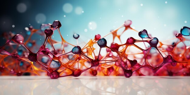 Photo images of the molecule structure from chemistry in the style of bokeh