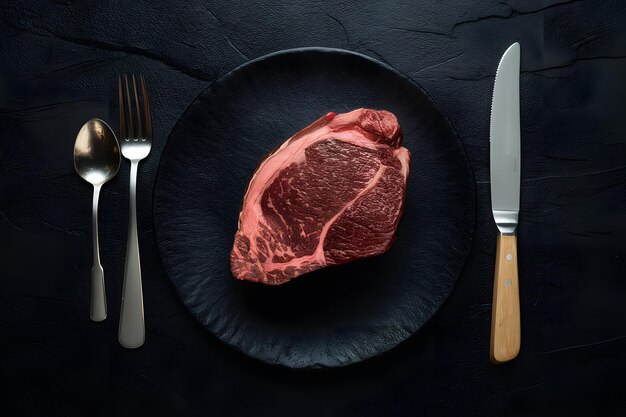 写真 イメージストック ワギュ牛肉ステーキは,フォークスプーンとナイフで提供されます.